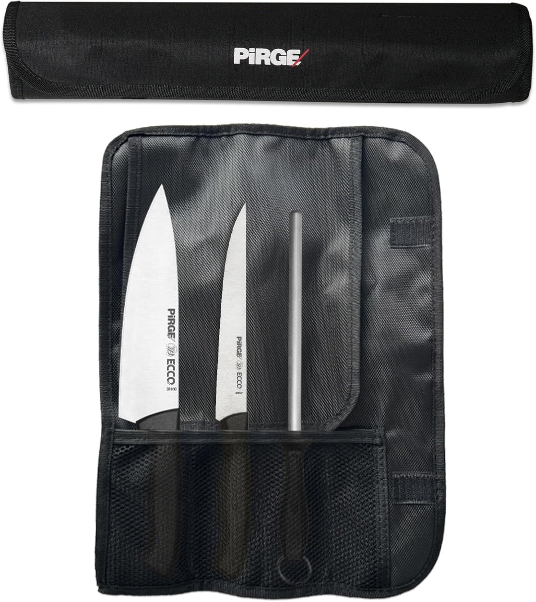 Pirge Ecco Starter Set Profi Messerset mit Tasche 4 Stück - Profi Kochmesser Set - Edelstahl Profi K