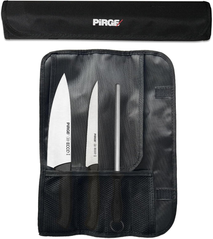 Pirge Ecco Starter Set Profi Messerset mit Tasche 4 Stück - Profi Kochmesser Set - Edelstahl Profi K