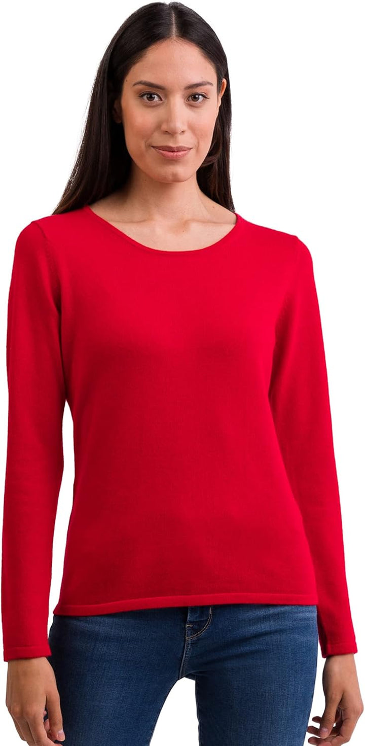 CASH-MERE.CH 100% Kaschmir Damen Pullover | Sweater Rundhalsausschnitt 2-fädig XS Rot, XS Rot