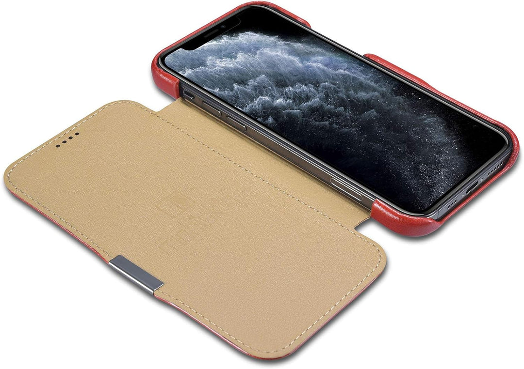 Mobiskin Hülle kompatibel mit Apple iPhone 12 Mini (5,4 Zoll), Handyhülle mit echtem Leder, Case, Sc