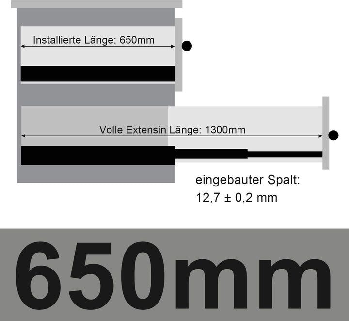 Lospitch Schubladenschienen 4 Paar (8 Stück), 650 mm Teleskopschienen Tragkraft 35 kg, Vollauszüge S