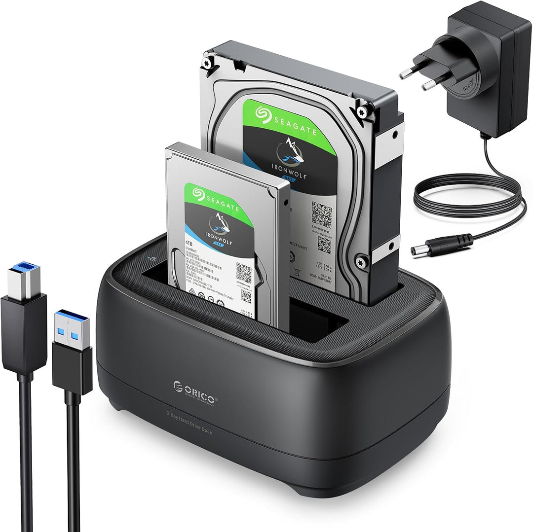 ORICO Dualschacht 3,5 Zoll Festplatten Dockingstation, USB 3.0 HDD Docking Station für SATA 2,5/3,5