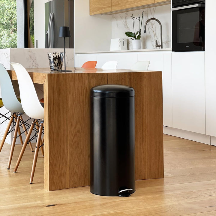 KITCHEN MOVE 905567E Black SS Küchenabfalleimer URBAN 30L blau Ø29xH66cm Edelstahl mit Eimer, Edelst