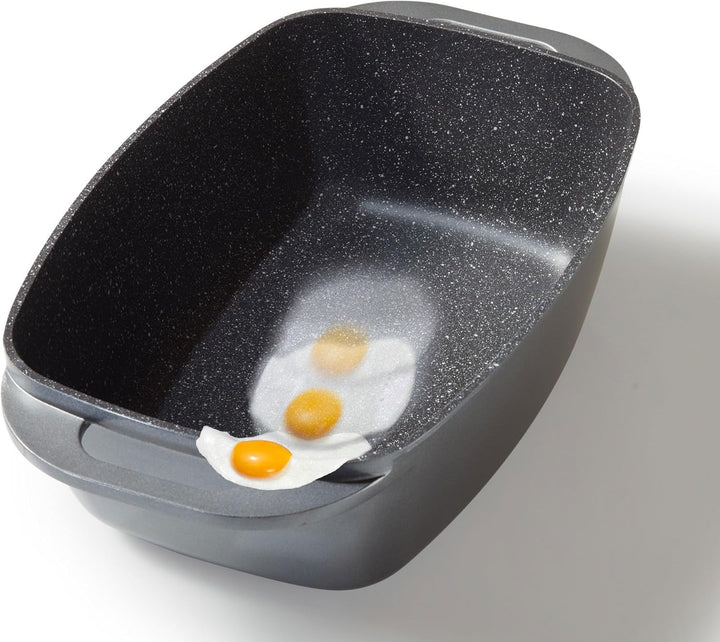 STONELINE Bräter Induktion 40 x 22 cm, 5,6 L, backofengeeignet, Deckel als Auflaufform verwendbar, A