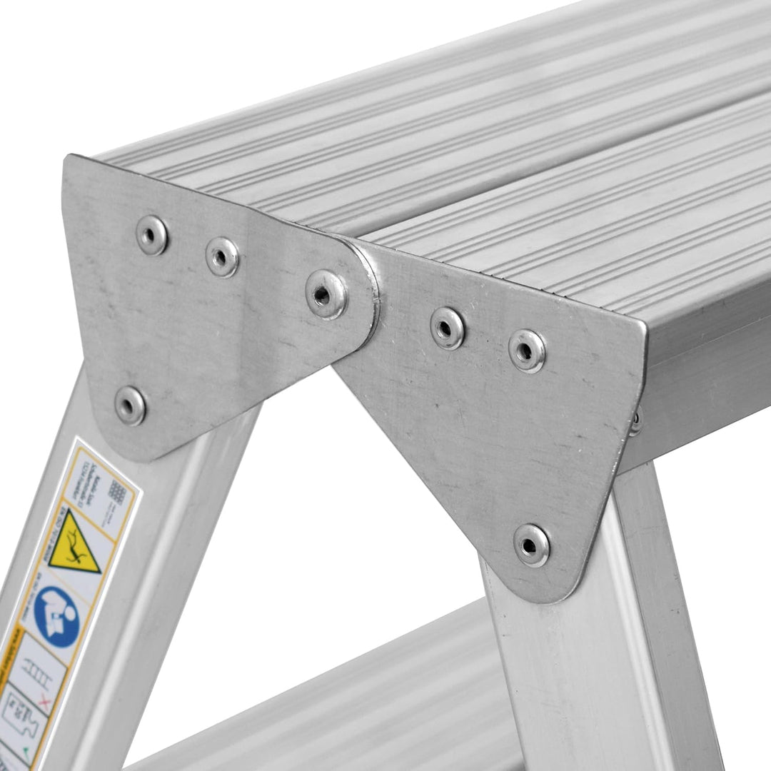 Zweiseitige Aluleiter Klappleiter Haushaltsleiter 2x4 Stehleiter Tragkraft 150kg TÜV | 4 Stufen / 15