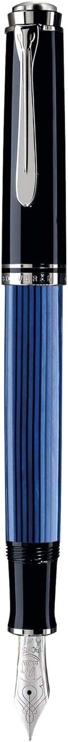 Pelikan Füllhalter Souverän 805, Schwarz-Blau, Feder B (breit), hochwertiger Kolbenfüller im Geschen