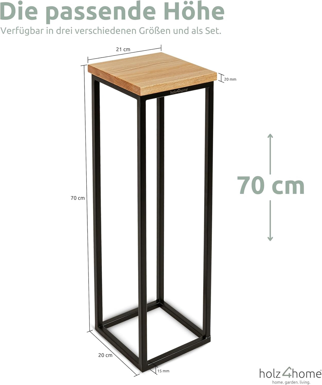 holz4home® Dekoständer aus massiv Eichenholz I Blumenständer Natur Geölt I Höhe: 70 cm I Dekosäule m