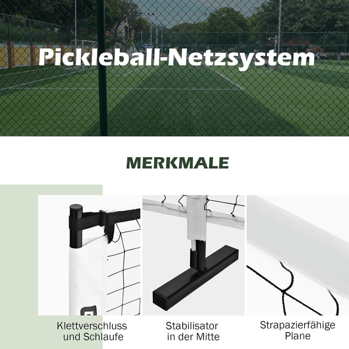 COSTWAY 670 x 92cm tragbares Tennisnetz, Pickleball-Netz in offizieller Grösse mit Metallrahmen & Tr