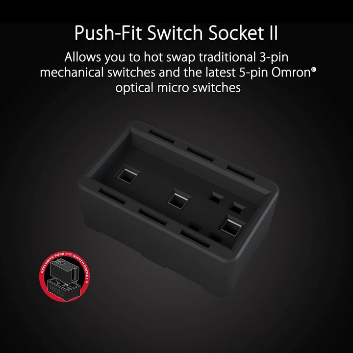 ASUS ROG Gladius III asymmetrische FPS-Gaming-Maus (19.000 DPI-Sensor (bis zu 26.000 DPI skalierbar)