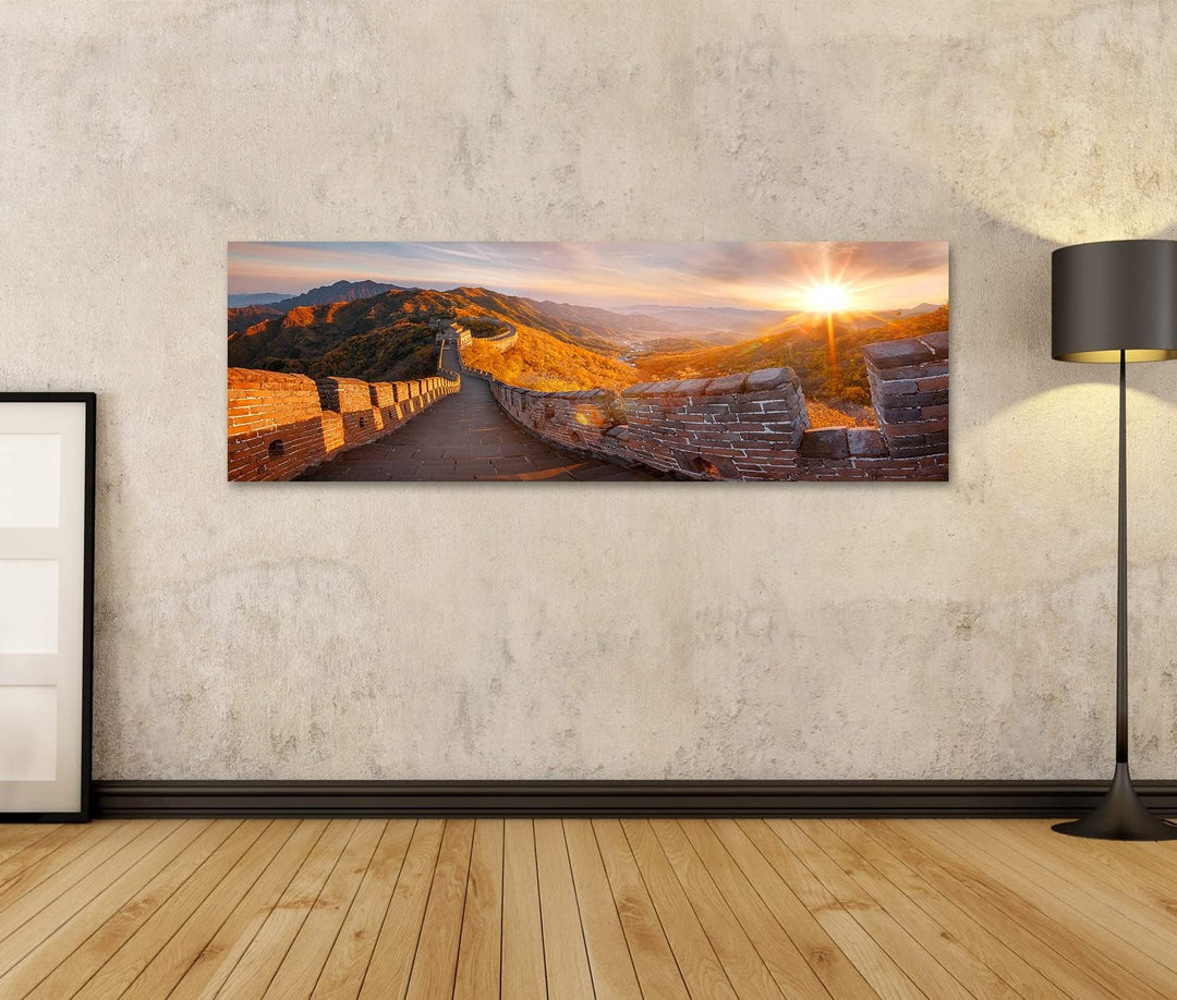 islandburner Bild auf Leinwand Chinesische Mauer China Herbst Bilder Wandbilder Poster Leinwand 120x