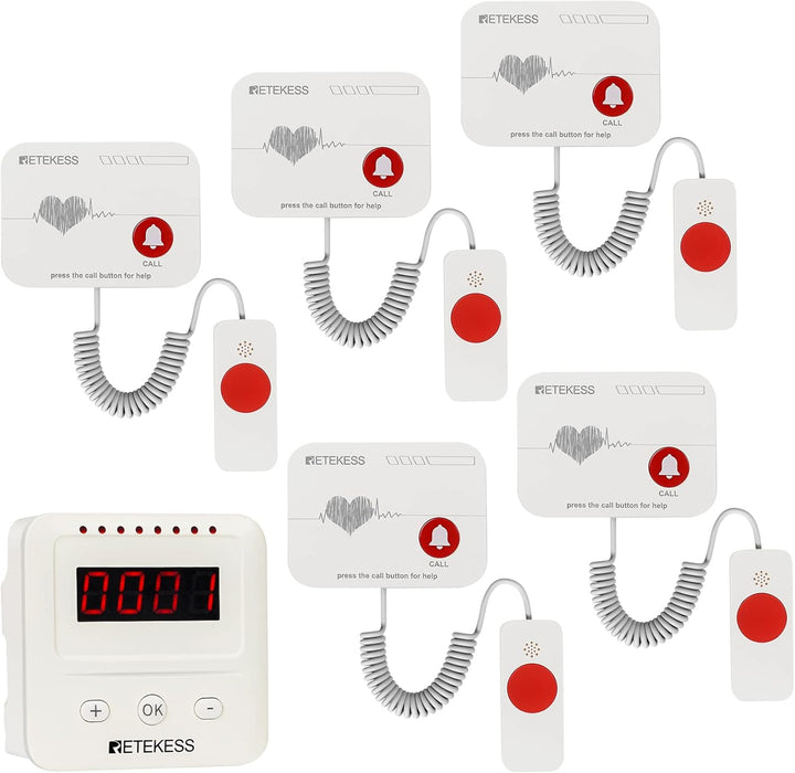 Retekess TH106 Alarmsystem, Panikknopf für Senioren, 80 m Rufentfernung für Pflegeheime (1 Alarm und