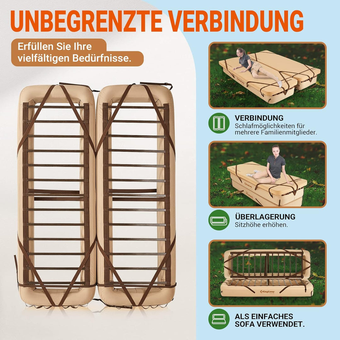 KingCamp Aufblasbares Campingbettgestell Campingbett Feldbett für Camping Isomatte Luftmatratze Aufb