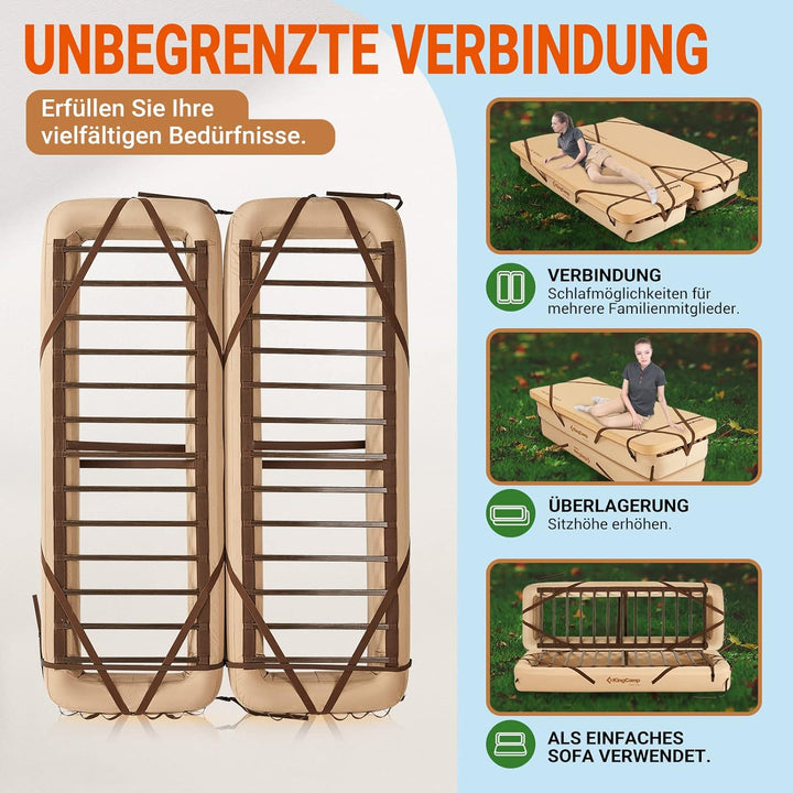 KingCamp Aufblasbares Campingbettgestell Campingbett Feldbett für Camping Isomatte Luftmatratze Aufb