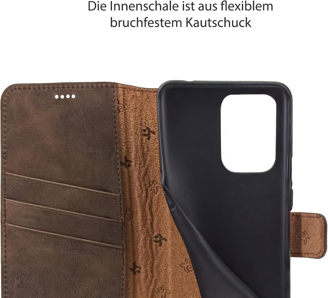 Suncase Book-Style Hülle kompatibel mit Xiaomi Redmi Note 12 Pro 5G Leder Tasche (Slim-Fit) Lederhül