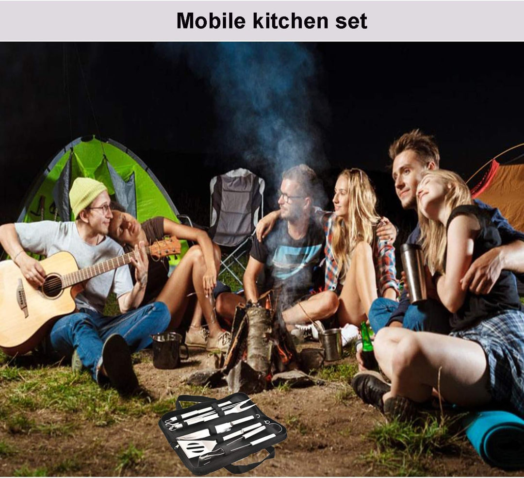 Grillbesteck Set - 13 Stücke Grillzubehör Grillwerkzeug Grillset BBQ Grill Zubehör Grillbesteck Edel