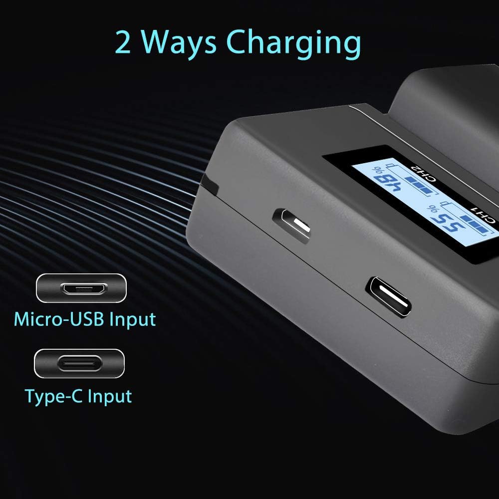 CITYORK NP-FW50 Kamera-Akkuladegerät für Sony A7, A7 II, A7R, A7R II, A7S, A7S II, A600, A6500, A630