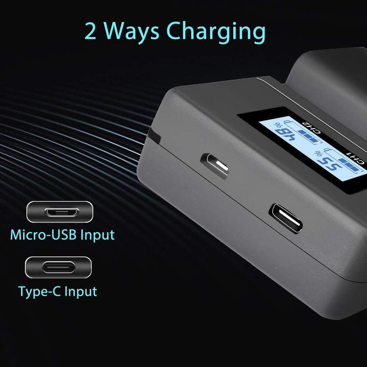 CITYORK NP-FW50 Kamera-Akkuladegerät für Sony A7, A7 II, A7R, A7R II, A7S, A7S II, A600, A6500, A630