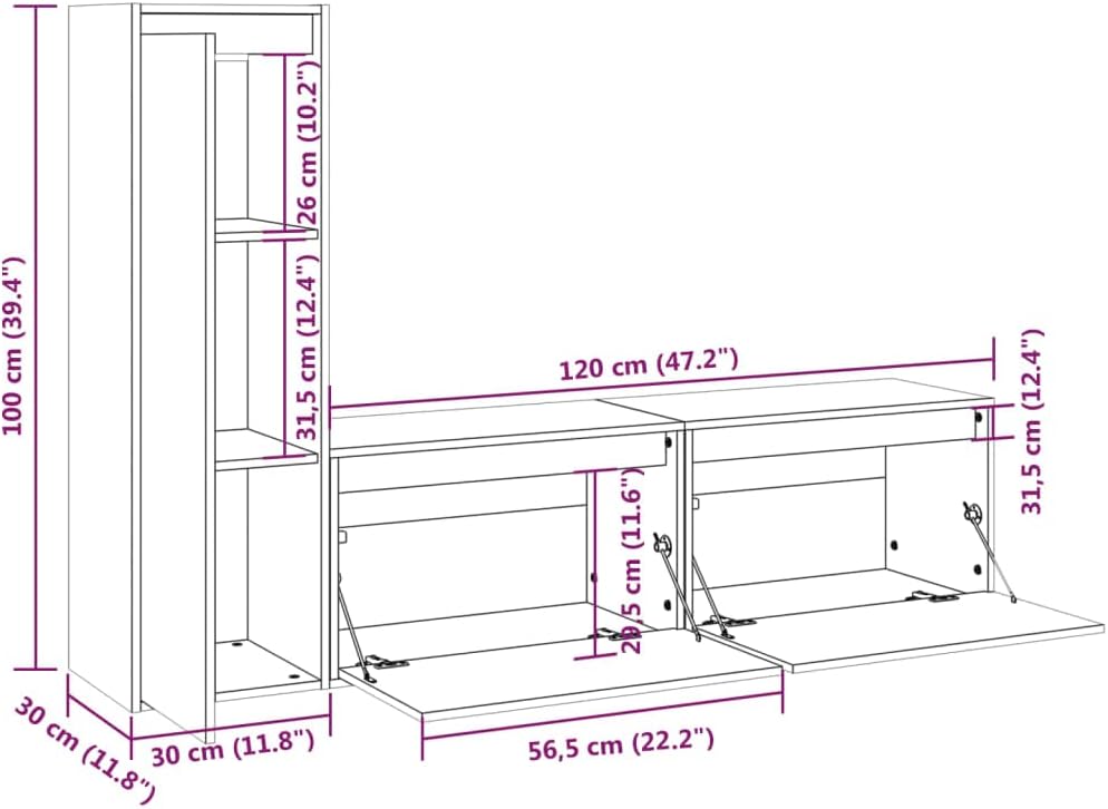 FIRBNUS 60x30x35 cm TV Board TV Schrank Fernsehtisch TV Lowboard TV-MöBel & PhonomöBel Fernsehtisch