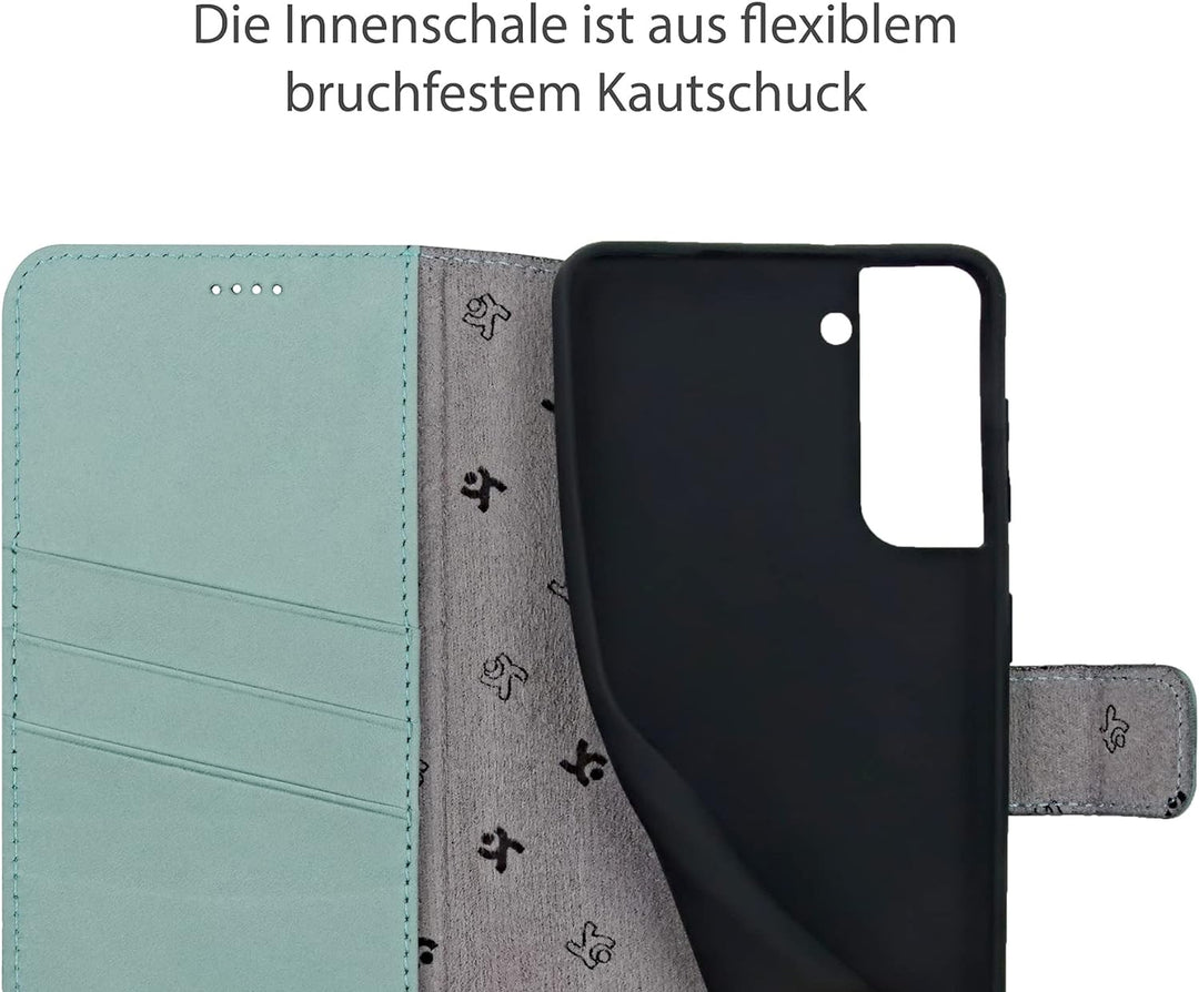 Suncase Book-Style Hülle kompatibel mit Samsung Galaxy S22 Plus 5G Leder Tasche (Slim-Fit) Lederhüll