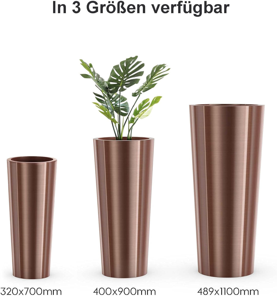 wuuhoo® Pflanzkübel Holly in Silber & Roségold aus Edelstahl - wetterfeste Bodenvase, Blumenkübel fr