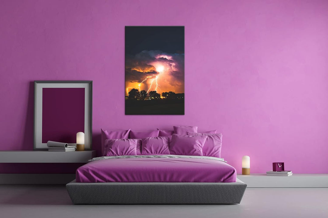 deyoli stürmische Blitze Format: 80x60 cm als Leinwandbild, Motiv fertig gerahmt auf Echtholzrahmen,