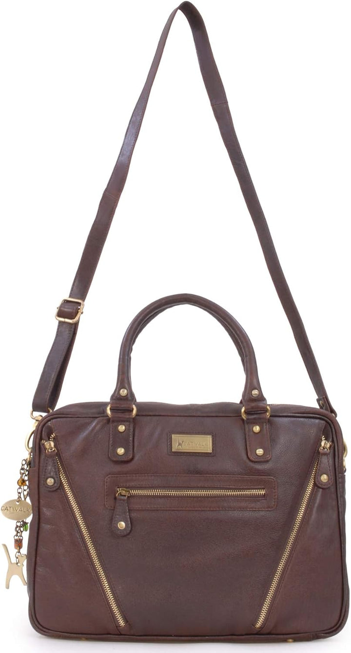 Catwalk Collection Handbags - Leder - Schultasche/Arbeitstasche/Aktentasche für Damen - Laptop/iPad