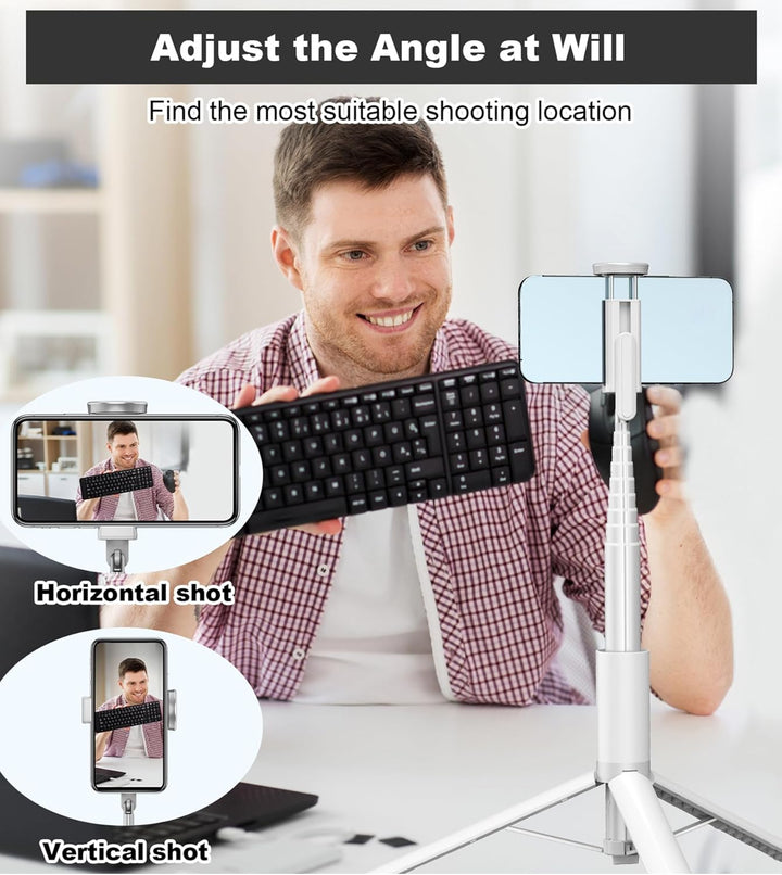 TONEOF 170CM Selfie Stick Stativ, Ausziehbar All-in-1 Handy Stativ aus Aluminium mit Kabelloser Fern