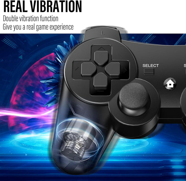 Diswoe Controller für PS-3, 2er Pack Wireless Controller für Play-Station 3 mit Dual Shock, Gyro Axi