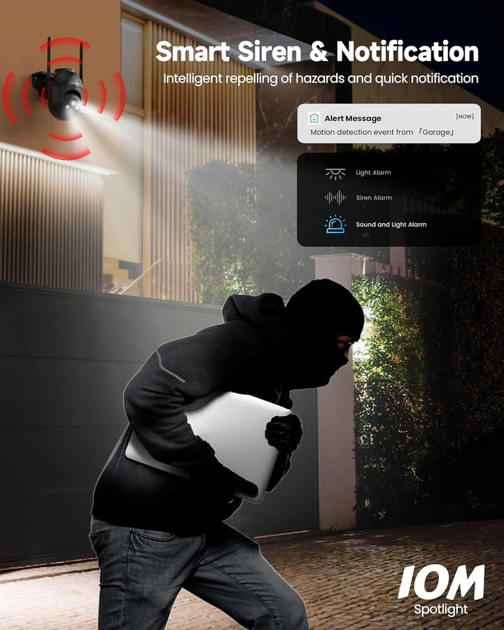 TOAIOHO 2K Überwachungskamera Aussen, Kamera überwachung Aussen, Nachtsicht in Farbe, IP66, Zwei-Weg