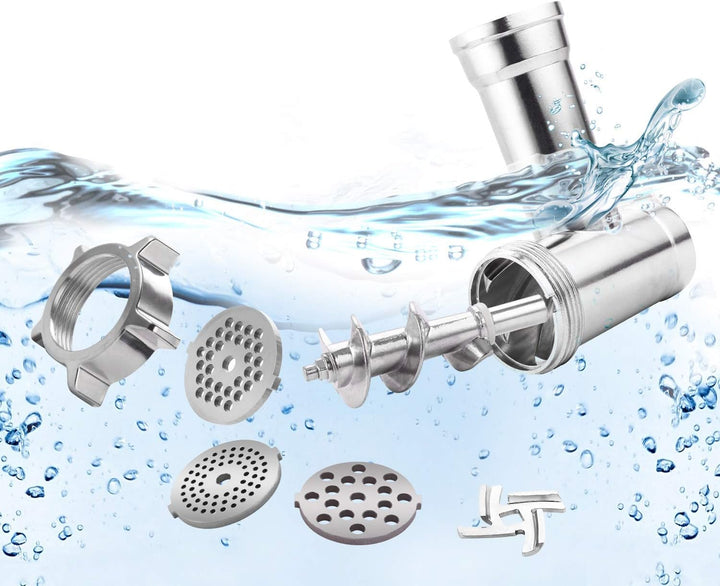 Edelstahl-Fleischwolf Elektrische Fleischwolf Wurstfüller mit 3 Schleifplatten, Klinge und Kubbe-Bef