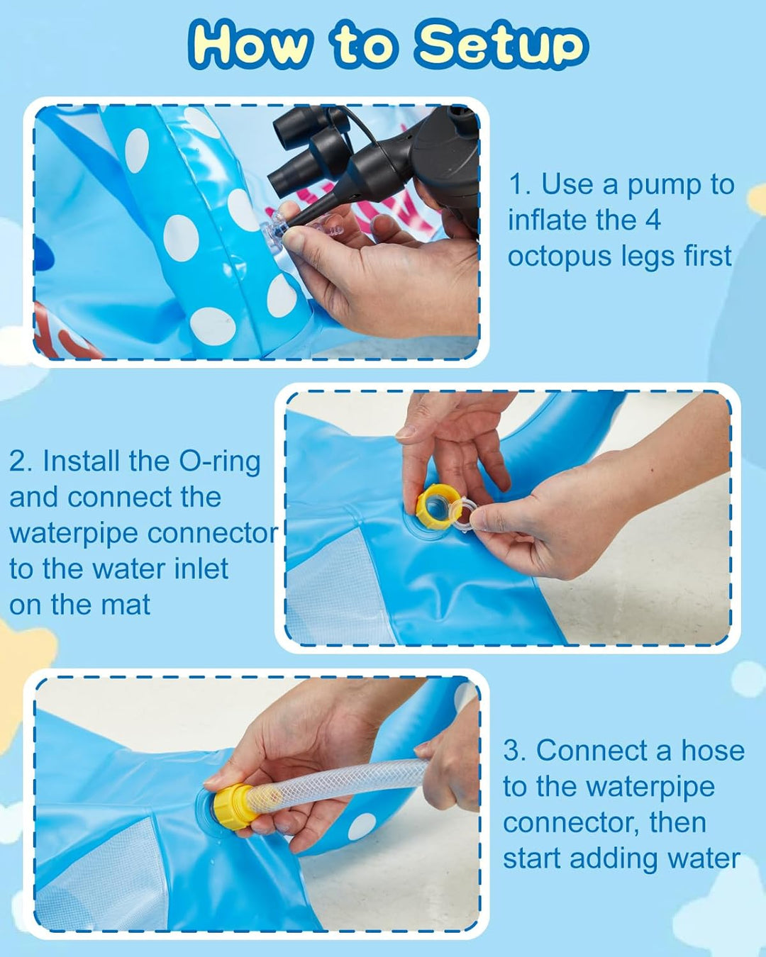 Anpro Sprinkler für Kinder, Aufblasbare Octopus-Wasserspielzeuge für Jungen und Mädchen, Sommer Outd