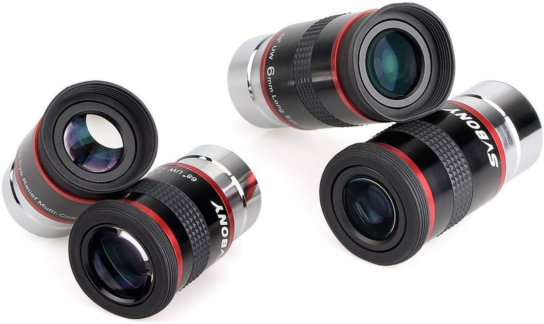 Svbony Okular Zubehör Set, 1,25” 6mm 9mm 15mm 20mm Teleskop Okular Kit 68° Weitwinkel Angenehmes Sic