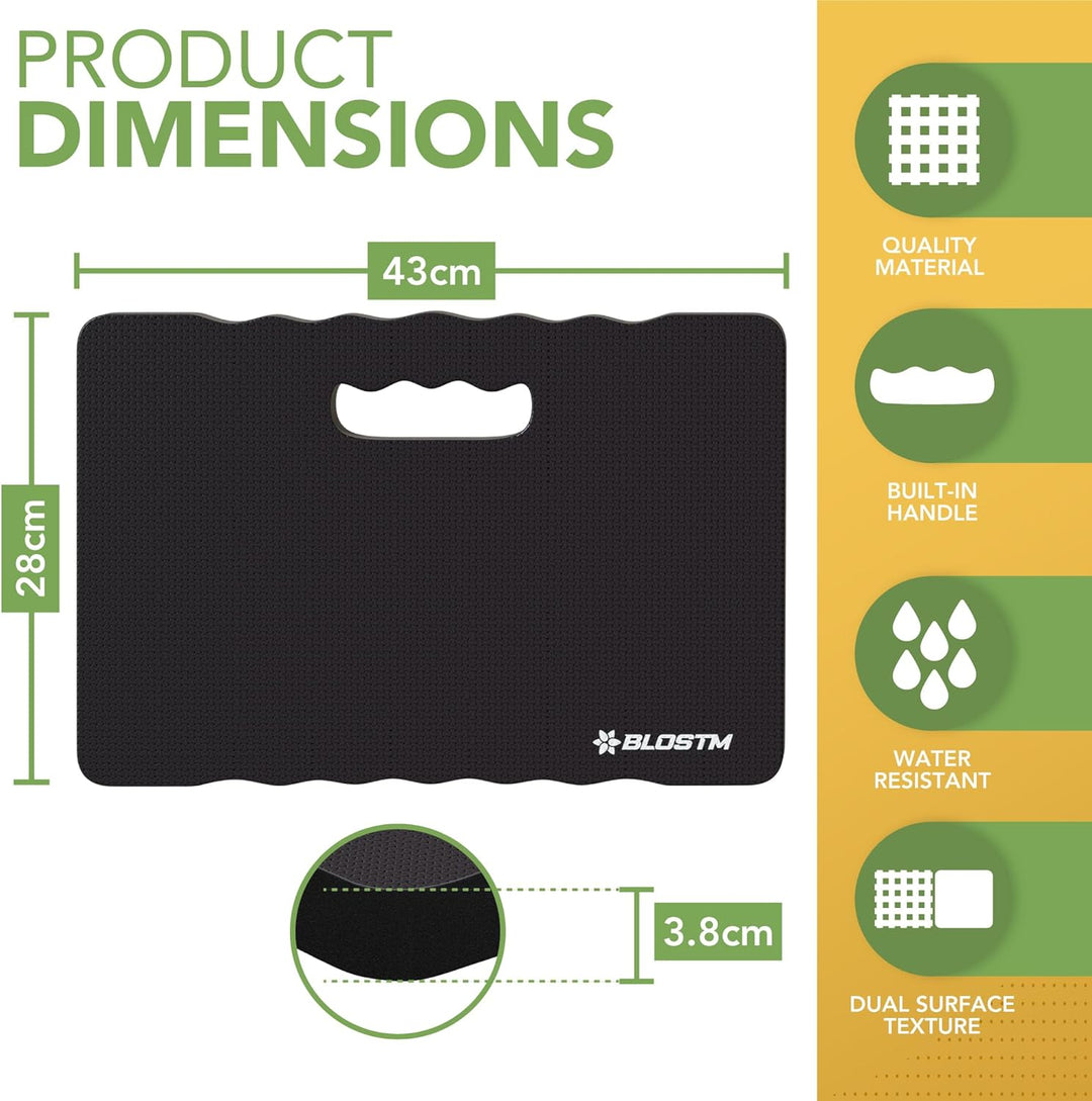 BLOSTM Extra Dicker Garten Kniekissen - Grosser Schwarzer Schaumstoff-Kniebrett, Wasserabweisender K