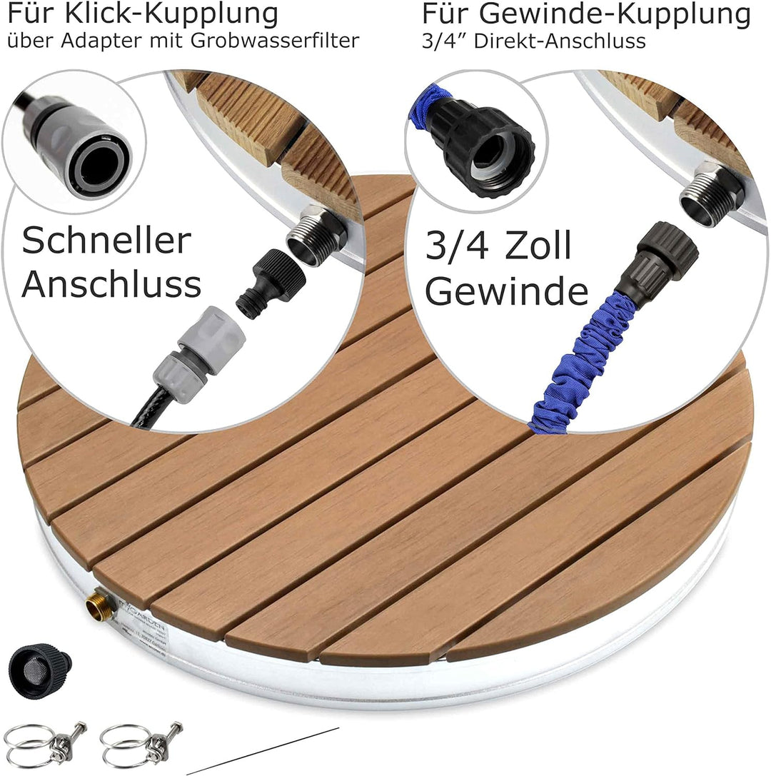 @tec Gartendusche Aussendusche aus WPC, Mobile Bodendusche Campingdusche, Sauna- & Pool-Dusche mit B