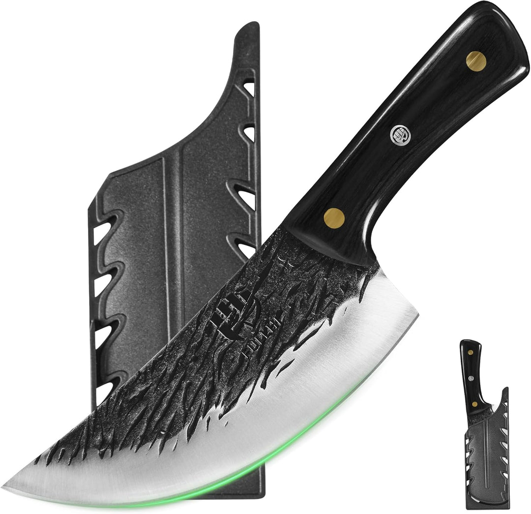 FULLHI Multi-color Holzgriff Full Tang Heavy Meat Cleaver mit Scheide, High Carbon Steel Chef Fleisc