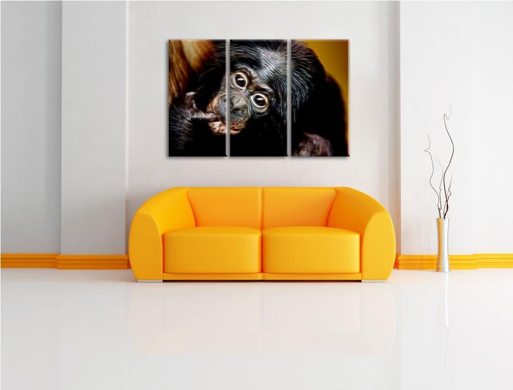 Dark süsses Orang-Utan-Junges Spezial 3-Teiler Leinwandbild 120x80 Bild auf Leinwand, XXL riesige Bi