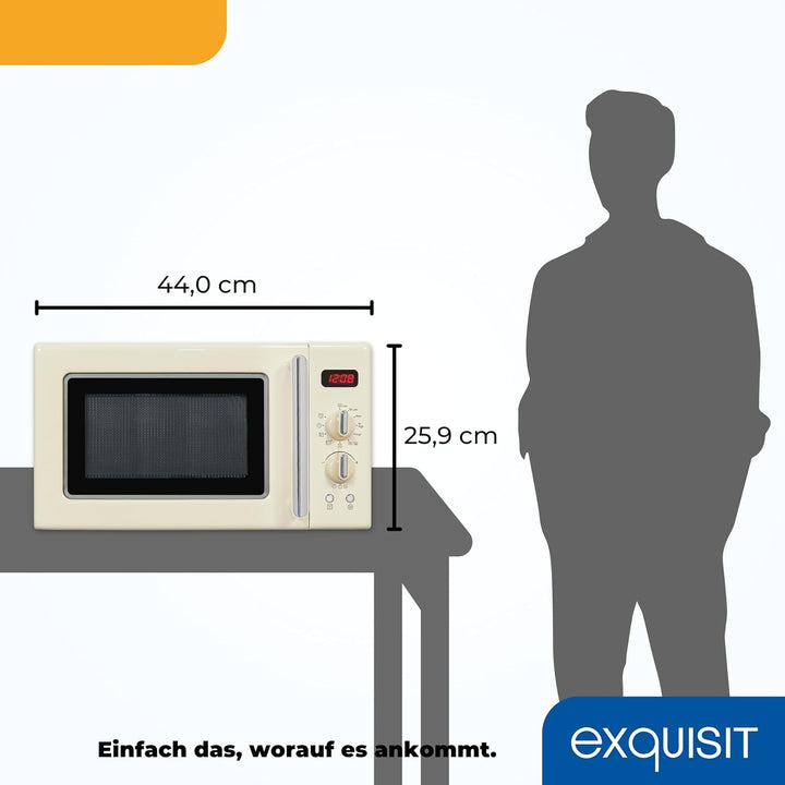Exquisit Retro Mikrowelle RMW720-3GDIG creme | 20 Liter | 1000 Watt Grill | Digitale Anzeige | Creme