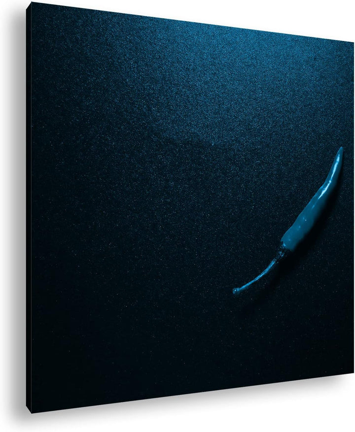 deyoli super scharfe Chilischote Format: 60x60 Effekt: Monocrome Blau als Leinwandbild, Motiv fertig