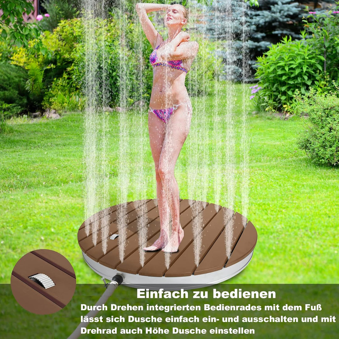 UISEBRT Gartendusche Aussendusche aus WPC und Aluminium - Mobile Bodendusche Solardusche Campingdusc