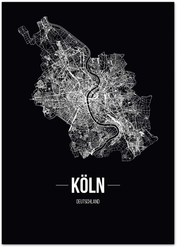JUNIWORDS Stadtposter, Köln, Wähle eine Grösse, 40 x 60 cm, Poster, Schrift B, Schwarz 40 x 60 cm Sc