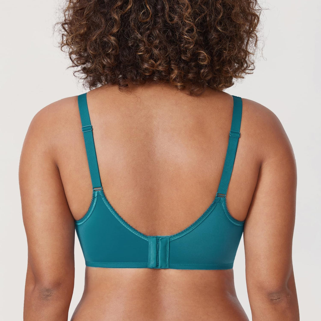 DELIMIRA Damen mit Bügel Nahtlose Vollschalen T-Shirt BH Gepolstert Grosse Grössen 65D Borealis-grün