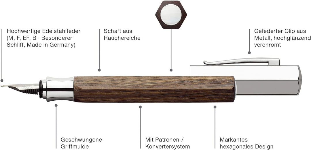 Faber-Castell 147580 - Füllfederhalter Ondoro Räuchereiche, Feder: M, Schaftfarbe: braun M Räucherei