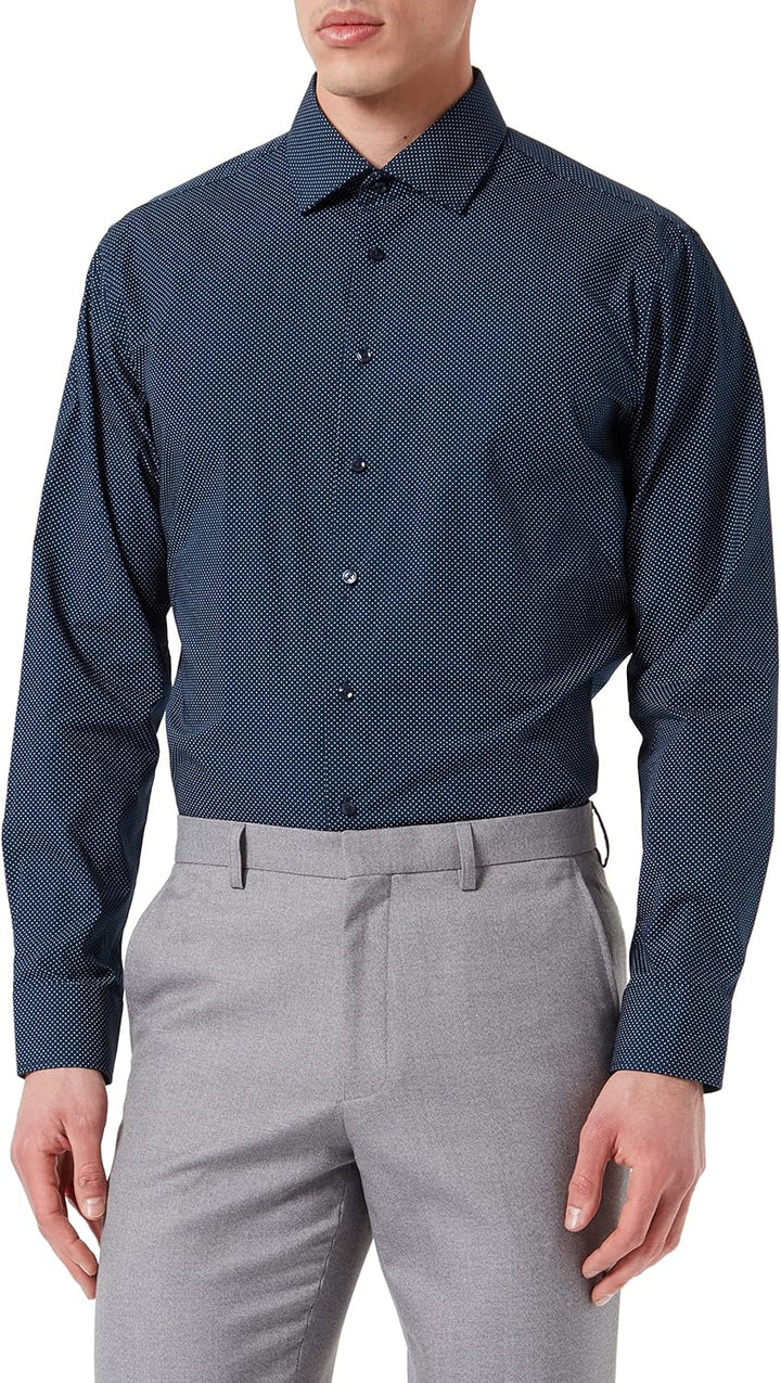 Seidensticker Herren Men Shaped Longsleeve Cotton Hemd 37 Dunkelblau(253750), 37 Dunkelblau(253750)