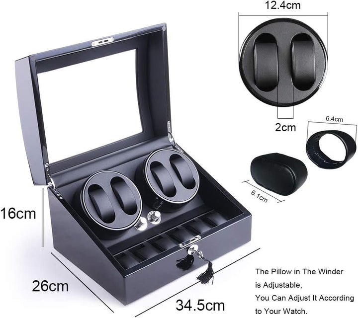 XTELARY Automatischer Uhrenbeweger für 8 Uhren mit 9 flexiblen Aufbewahrungsfächern, Uhrenbeweger me