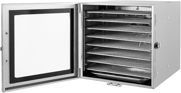 SABUIDDS Dörrautomat Edelstahl mit 8 Einlegefächer Food Dörrgerät von 35-90 ℃, 24h-Timer, 700W, inkl