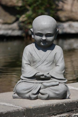 Figur Shaolin Mönch Meditationsgeste - für Haus und Garten - Höhe 42 cm - grau