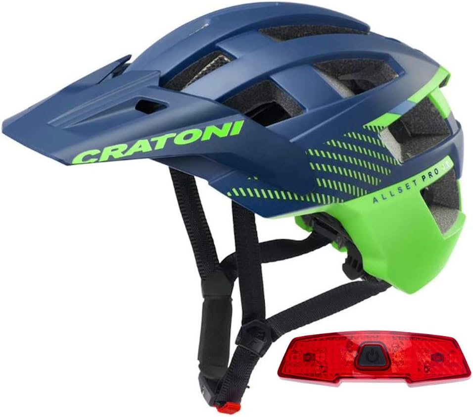 Sonderaktion Cratoni Allset Pro JR incl. Rücklicht Fahrradhelm Einsteigerhelm 54-58 cm blue/green ma