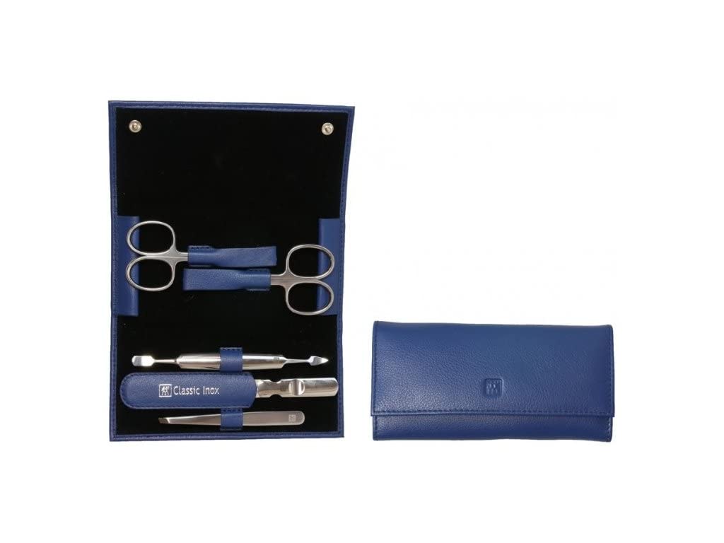 ZWILLING CLASSIC INOX Manicure Etui 5-tlg. blue Leder Edelstahl