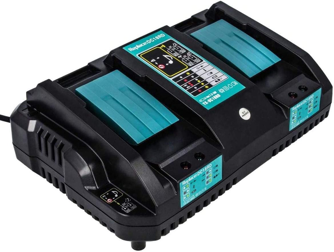 GOLEMON 2 Stück BL1850B BL1850 18 V 5000 mAh Li-Ion Akku + DC18RD Dual Port Ladegerät Ersatz für Mak