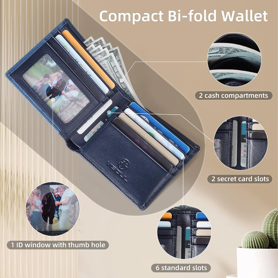 VISOUL Echt Leder Geldbörse Herren mit RFID Schutz Portemonnaie Gross mit Münzfach 8 Fächer Echtlede